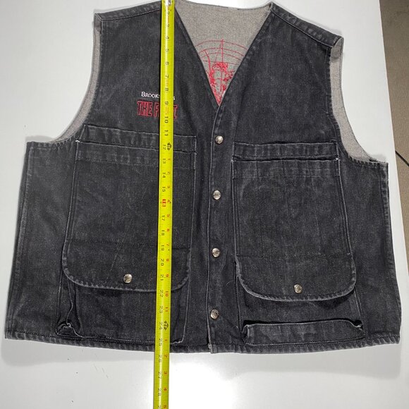 Vintage 1989 'The Fly 2' Faded Black Denim Embroidered Work Vest - Picture 7 of 8